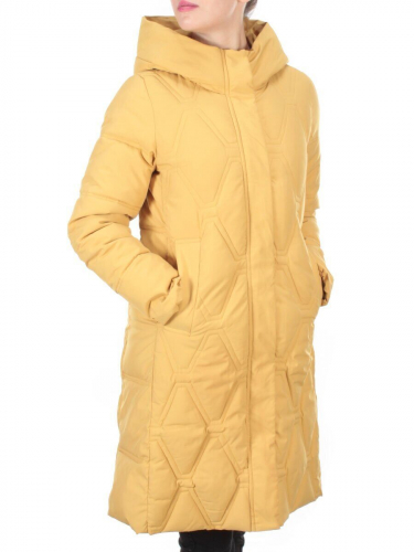 2158 MUSTARD Пальто зимнее облегченное женское YINGPENG (150 гр. холлофайбер) размер S - 42российский