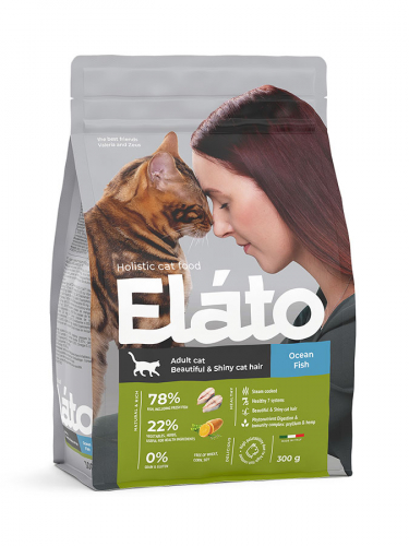 Elato Holistic корм для взрослых кошек с рыбой / для красивой и блестящей шерсти
