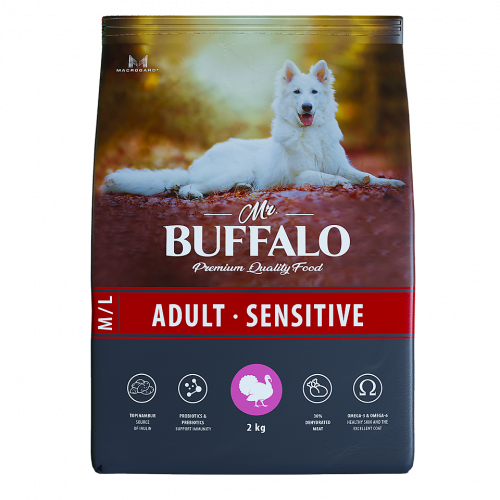 Mr.Buffalo ADULT M/L SENSITIVE Сухой корм д/собак средних и крупных пород (индейка)