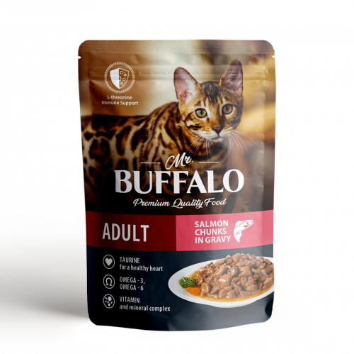 Mr.Buffalo пауч ADULT HAIR & SKIN 85г (лосось в соусе) д/кошек