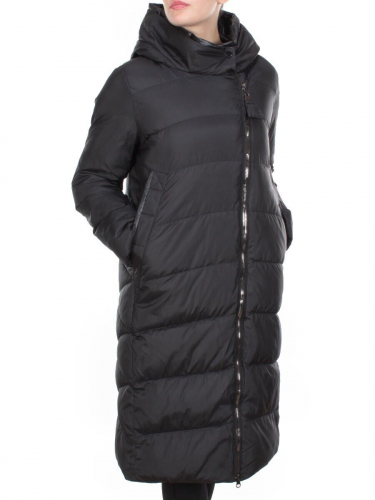2118 BLACK Пальто зимнее женское MELISACITI (200 гр. холлофайбера) размер 48