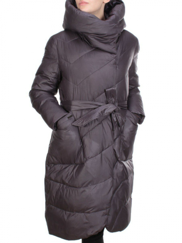 2237 GREY/PURPLE Пальто женское зимнее AKIDSEFRS (200 гр. холлофайбера) размер 52