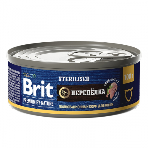 Брит Premium by Nature консервы с мясом перепёлки для стерилизованных кошек, 100г 