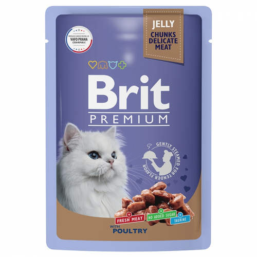 Брит Premium Пауч для взрослых кошек ассорти из птицы в желе 85г 