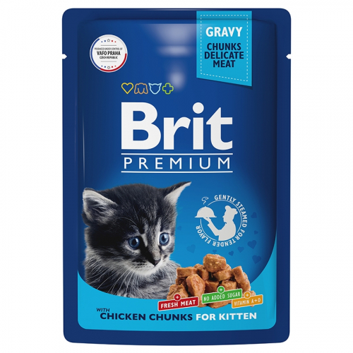 Брит Premium Пауч для котят цыпленок в соусе 85г