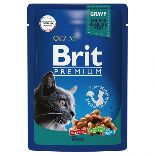 Брит Premium Пауч для взрослых кошек утка в соусе 85г