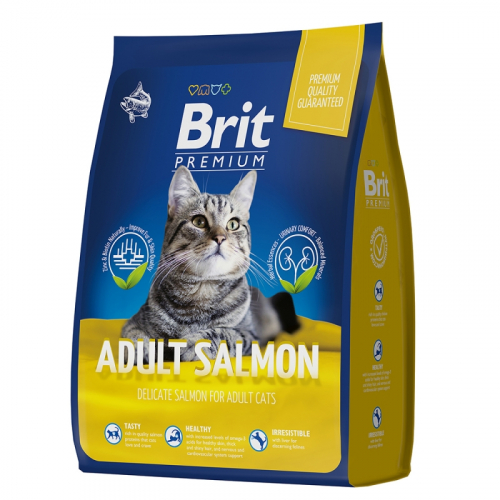 Брит Premium Cat Adult Salmon сухой корм с лососем для взрослых кошек