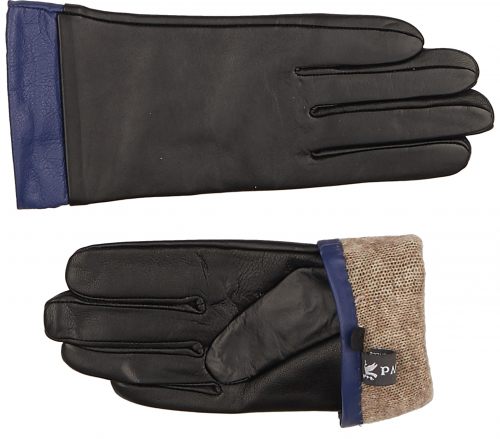 Перчатки женские кожаные Черный синий GL-219031