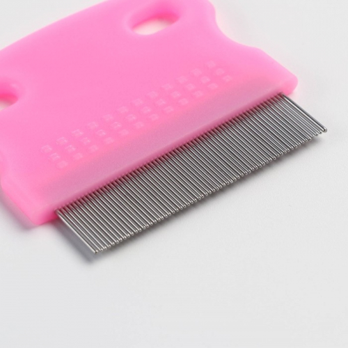 Расчёска для шерсти малая, 6 х 6 см, розовая