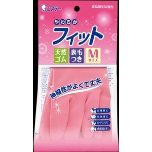 Резиновые перчатки (средней толщины, с внутренним покрытием) M (розовые) 1пара