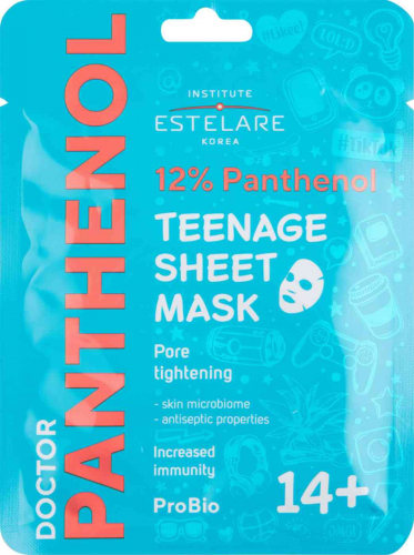 Estelare  Doctor PANTHENOL Подростковая тканевая маска для проблемной кожи лица в пубертатный период 14+ МГНОВЕННОЕ ВОССТАНОВЛЕНИЕ  20 г