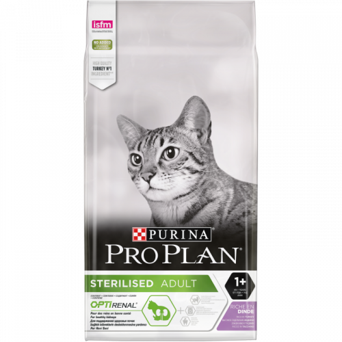 Pro Plan Sterilised для стерилизованных кошек и кастрированных котов с индейкой, 10 кг