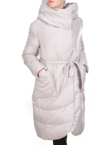 2237 BEIGE Пальто женское зимнее AKIDSEFRS (200 гр. холлофайбера) размер 58