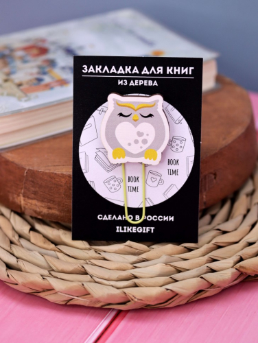 Закладка – скрепка ECO из дерева OWL