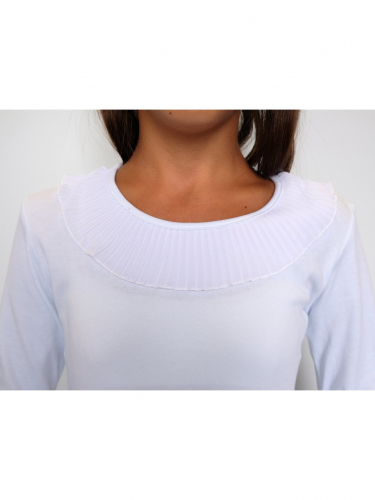 Белый джемпер(блузка) с оборкой для девочки 80212-ДШ22