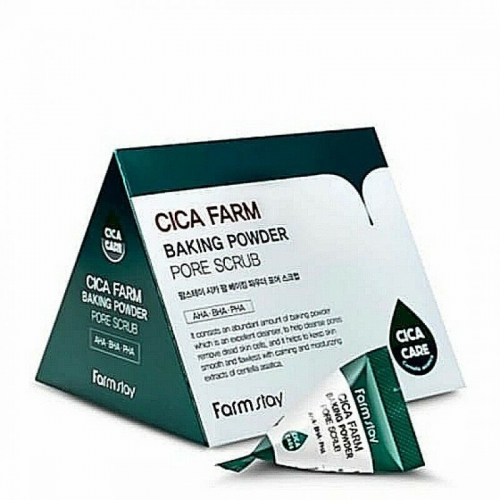 Скраб с центеллой азиатской для очищения пор CICA FARM Baking Powder Collagen Pore Scrub 25x7 mg копия