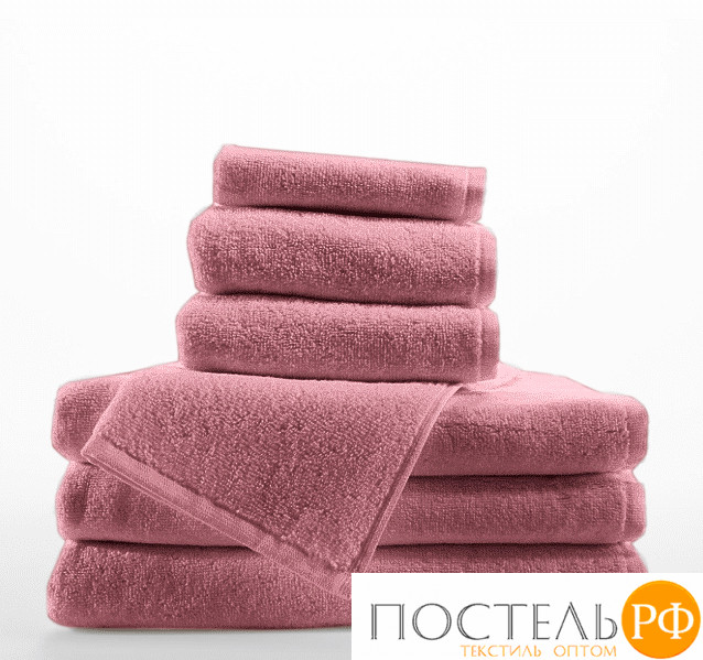 (15-1611) Набор из 6 полотенец однотон без бордюра Eleganta (Venera) 360 г/м2, (50х80 см-3шт + 70х130 см-3шт) (15-1611 пыльная роза)