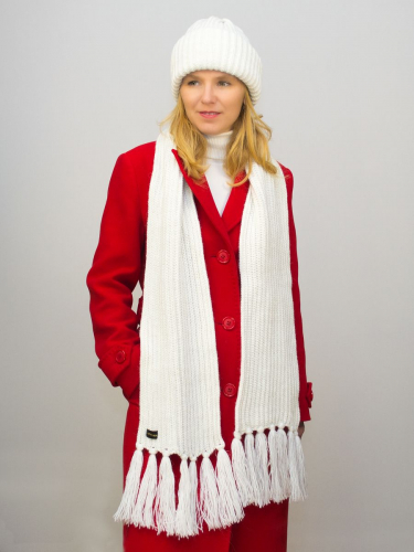 Комплект зимний женский шапка+шарф Анна (Цвет молочный), размер 56-58, шерсть 30%