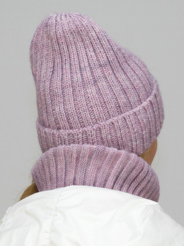 Комплект женский весна-осень шапка+снуд Юлия (Цвет розово-сиреневый), размер 56-58, шерсть 30%