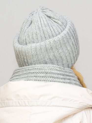 Комплект женский весна-осень шапка+шарф Анна (Цвет светло-серый), размер 56-58, шерсть 30%