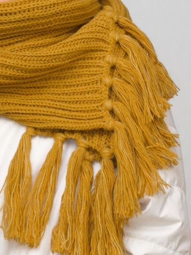 Комплект женский весна-осень шапка+шарф Анна (Цвет охра), размер 56-58, шерсть 30%
