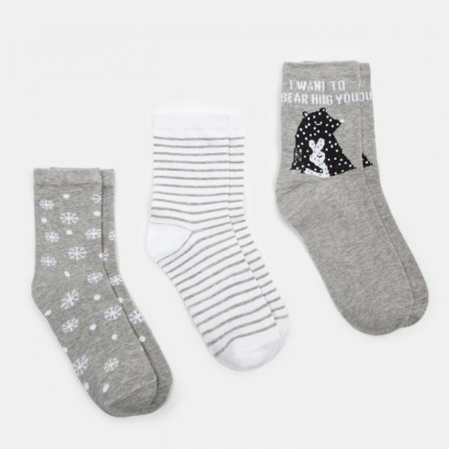 Набор носков женских (3 пары) MINAKU «Снежинки», размер 38-39 (25 см)