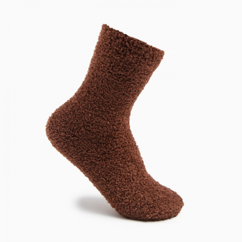 Носки махровые женские, цвет коричневый, размер 36-39