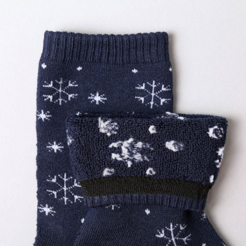 Носки женские махровые «Снежинки», цвет тёмно-синий, размер 23-25