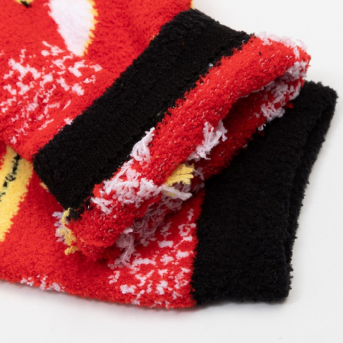 Носки женские махровые, цвет красный/черный, размер 36-40