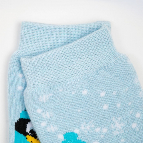 Носки женские махровые «Три пингвина», цвет голубой, размер 23-25 (36-40)