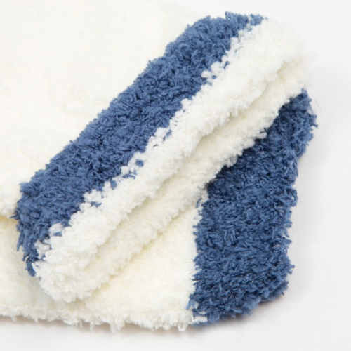 Носки махровые женские, цвет белый/синий, размер 36-39