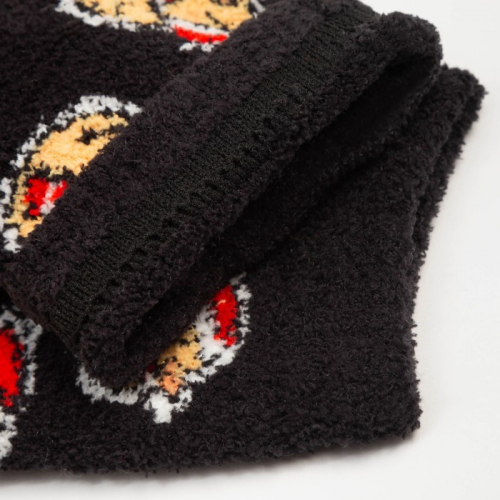 Носки махровые женские «Утки в шапках», цвет чёрный, размер 36-40