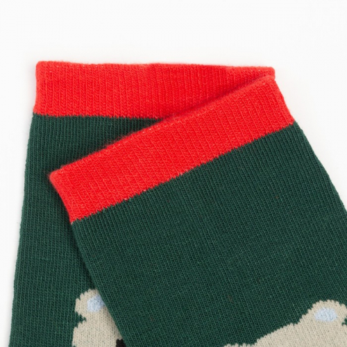 Носки женские «Новогодний мишка», цвет зелёный, размер 23-25