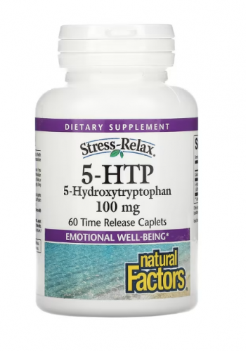 Natural Factors, Stress-Relax, 5-гидрокситриптофан, 100 мг, 60 капсул, покрытых кишечнорастворимой оболочкой