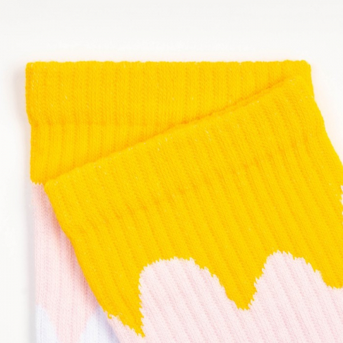 Носки женские розово-жёлтые волны, цвет белый, размер 36-40