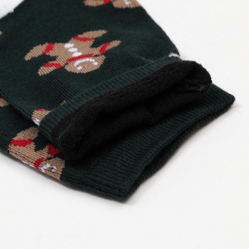 Носки мужские «Печеньки» цвет тёмно-зелёный, размер 25