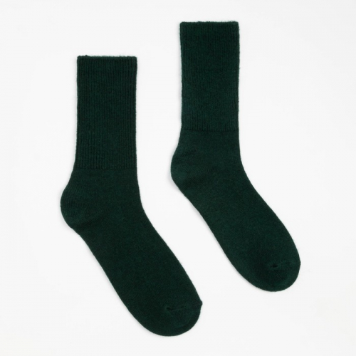 Носки женские зимние, цвет тёмно-зеленый, размер 23-25 (36-40)