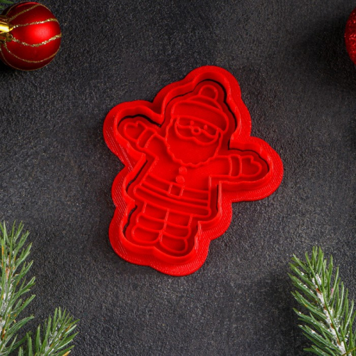 Форма для печенья «Дед Мороз», 9×8 см, вырубка, штамп, цвет красный