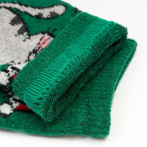 Носки женские шерстяные «Котик в шапке», цвет зелёный, размер 36-40