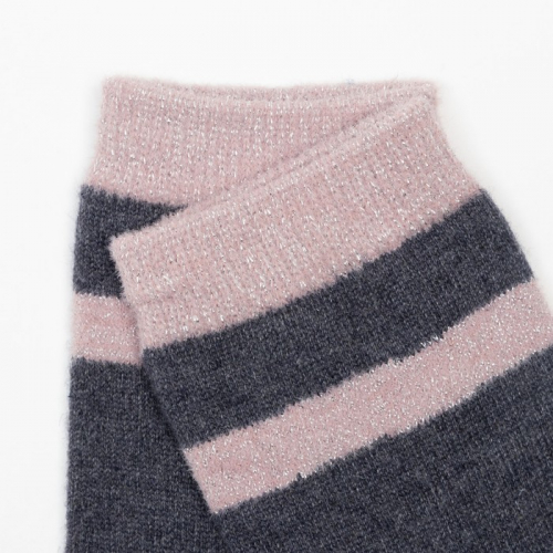 Носки женские шерстяные, цвет тёмно-серый/розовый, р-р 23-25 (р-р обуви 36-40)