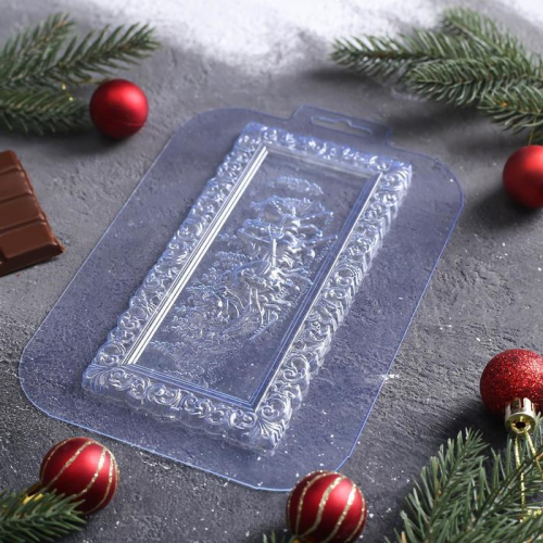Форма для шоколада и конфет пластиковая «Русская зима», размер готового изделия 17×8,5 см, цвет прозрачный
