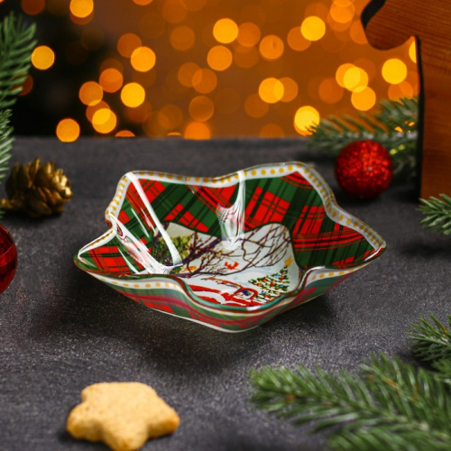 Салатник стеклянный Доляна «Новогоднее настроение», 13,3×3,6 см