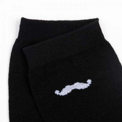 Носки мужские «Усики», цвет чёрный, размер 25