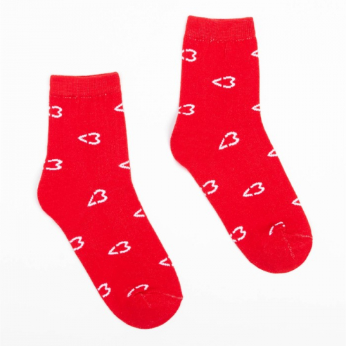 Носки женские «Сердце», цвет красный, р-р 23-25