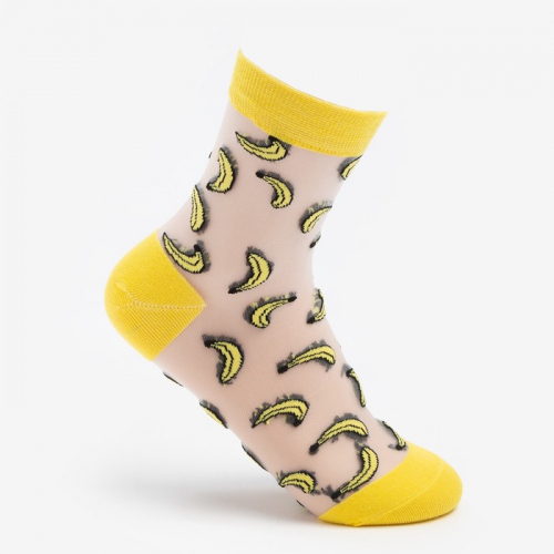 Носки женские «Бананы», цвет жёлтый, размер 23-25