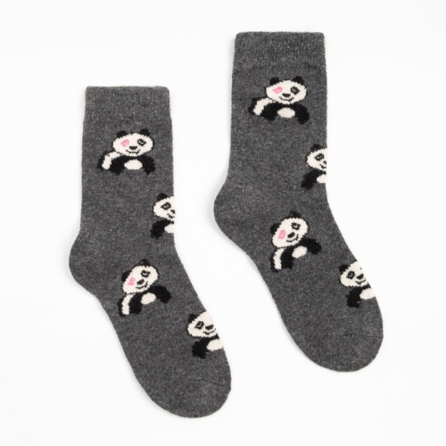 Носки женские шерстяные «Панда», цвет серый, размер 36-40