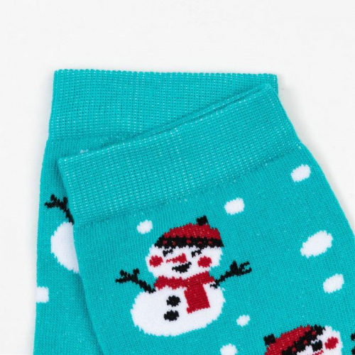 Носки мужские«Снеговики» цвет бирюзовый, размер 25