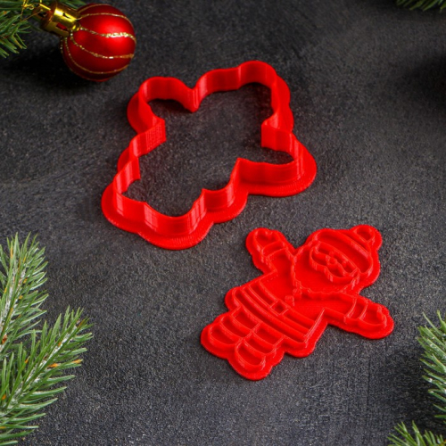 Форма для печенья «Дед Мороз», 9×8 см, вырубка, штамп, цвет красный