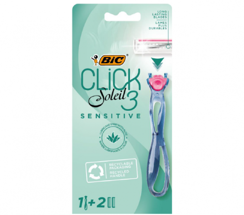 Станок для бритья BiC Soleil Click-3 Sensitive (+2 кассеты) для женщин