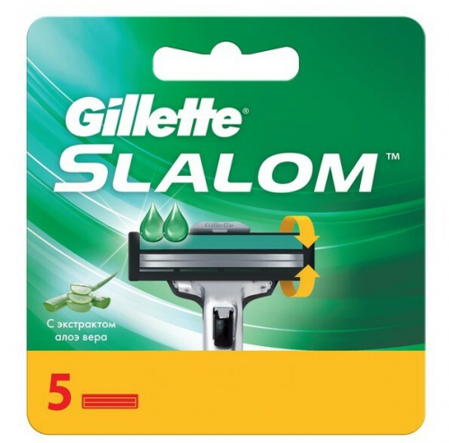 Кассеты для бритвы Жиллетт SLALOM Plus (5 шт.) со смазывающей полосой